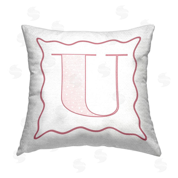 Stupell Industries Stupell Studio | Pink U Patterned Initial Printed Throw Pillow