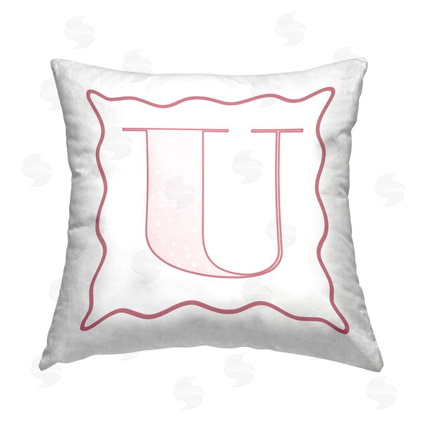 stupell industries Stupell Studio | Pink U Patterned Initial Printed Throw Pillow