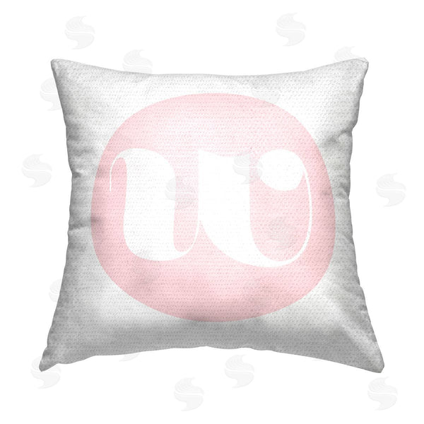Stupell Industries Stupell Studio | Pink W Initial Letter Printed Throw Pillow