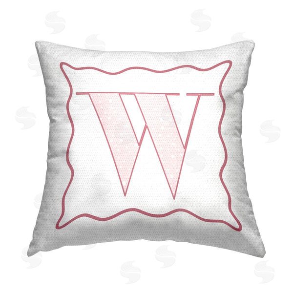 Stupell Industries Stupell Studio | Pink W Patterned Initial Printed Throw Pillow