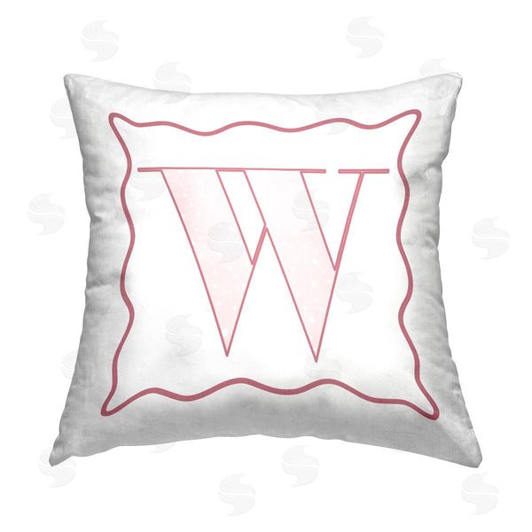 stupell industries Stupell Studio | Pink W Patterned Initial Printed Throw Pillow