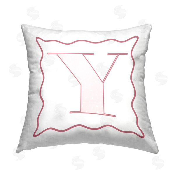 stupell industries Stupell Studio | Pink Y Patterned Alphabet Printed Throw Pillow