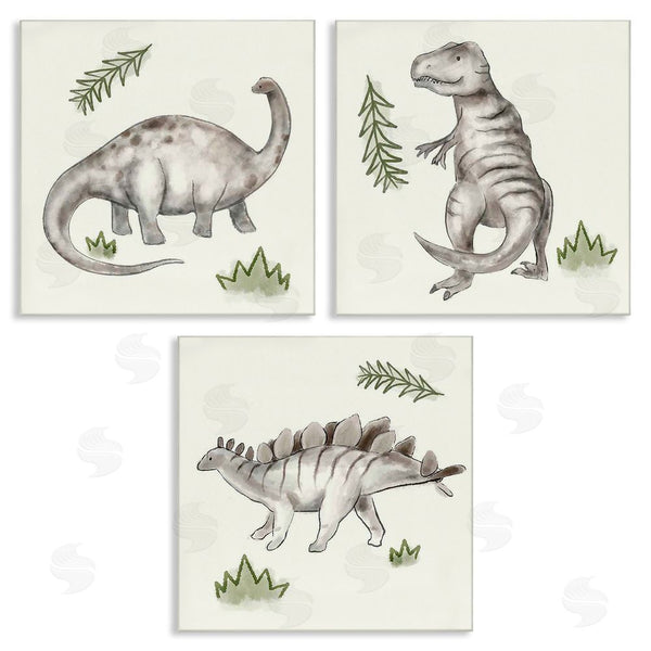 stupell industries Stupell Studio | Playful Grey Dinosaurs & Green Plants Wall Art