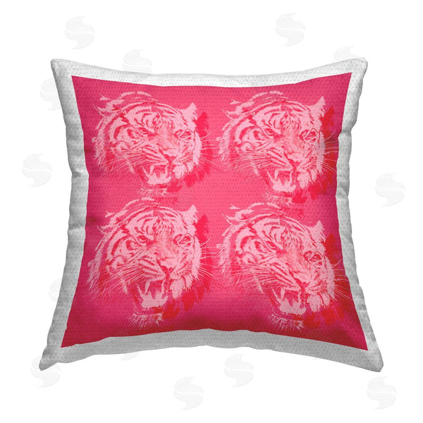 Stupell Industries Stupell Studio | Pop Style Pink Tigers Printed Throw Pillow