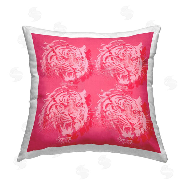 stupell industries Stupell Studio | Pop Style Pink Tigers Printed Throw Pillow