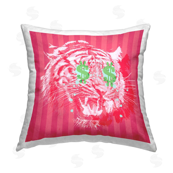 stupell industries Stupell Studio | Pop Tiger on Stripes Printed Throw Pillow