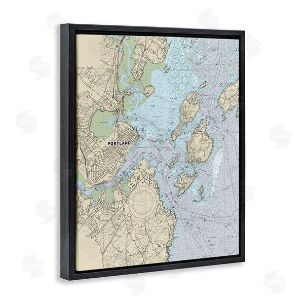 Stupell Industries Stupell Studio | Portland Coast Nautical Map Beige Blue Cartography Wall Art