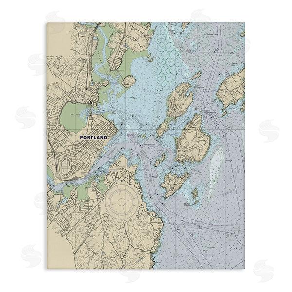 stupell industries Stupell Studio | Portland Coast Nautical Map Beige Blue Cartography Wall Art