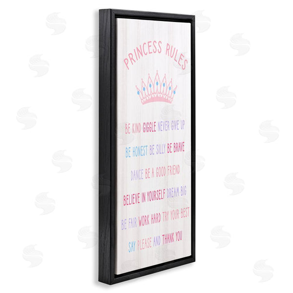 Stupell Industries Stupell Studio | Princess Rules Listed Kids Pretend Pink Crown Wall Art