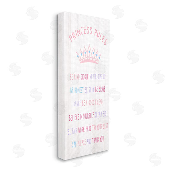stupell industries Stupell Studio | Princess Rules Listed Kids Pretend Pink Crown Wall Art