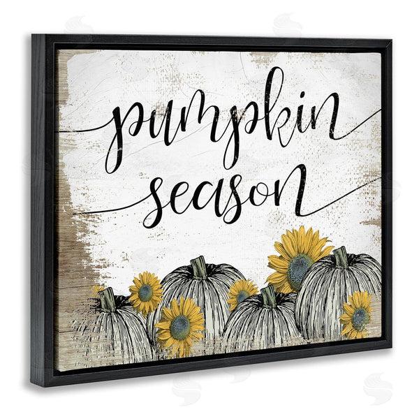 Stupell Industries Stupell Studio | Pumpkin Season Phrase Vintage Pumpkin Illustration Yellow Sunflowers Wall Art