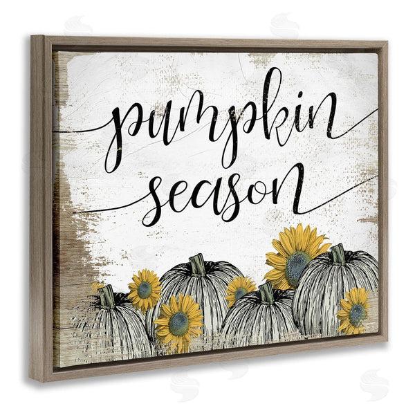 Stupell Industries Stupell Studio | Pumpkin Season Phrase Vintage Pumpkin Illustration Yellow Sunflowers Wall Art