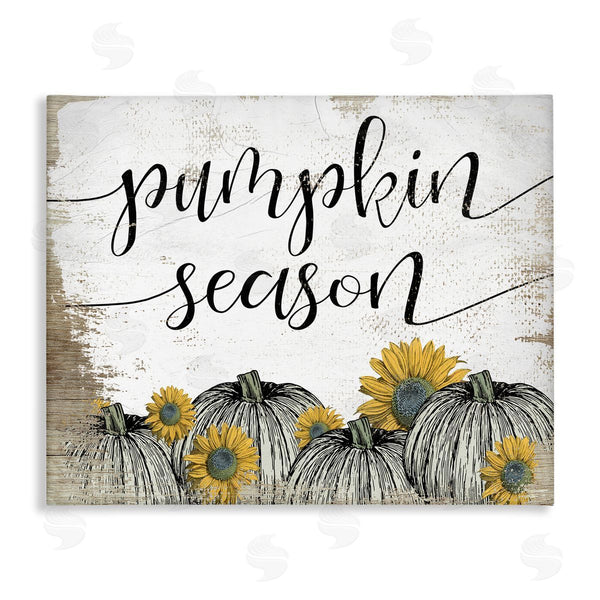 stupell industries Stupell Studio | Pumpkin Season Phrase Vintage Pumpkin Illustration Yellow Sunflowers Wall Art