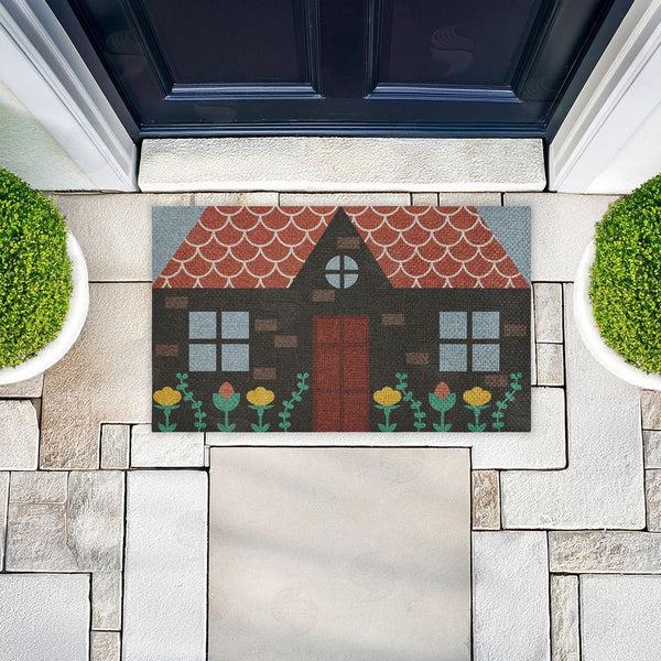 Stupell Industries Stupell Studio | Quaint Brick Cottage Faux Sisal Door Mat