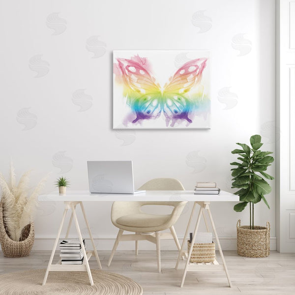 Stupell Industries Stupell Studio | Queen Butterfly Wings Kid's Rainbow Ombre Pattern Wall Art