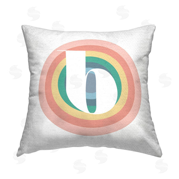 Stupell Industries Stupell Studio | Rainbow B Name Initial Printed Throw Pillow