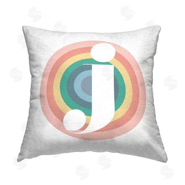 Stupell Industries Stupell Studio | Rainbow J Letter Initial Printed Throw Pillow
