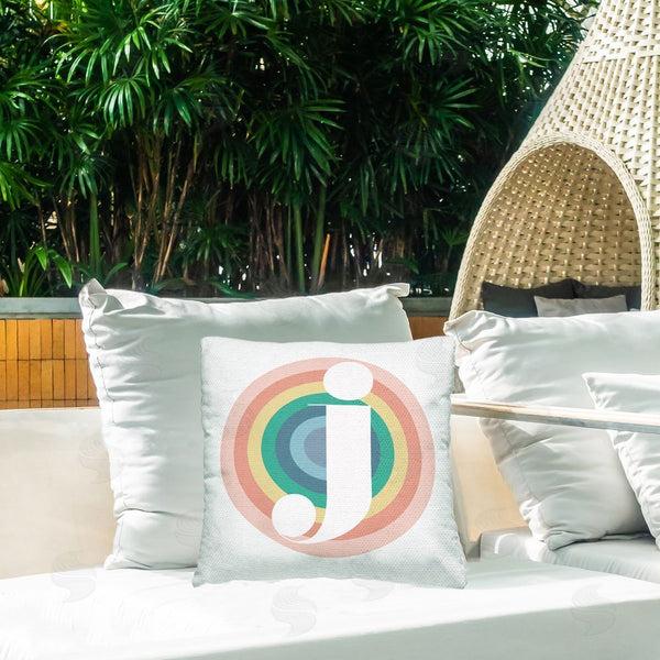 Stupell Industries Stupell Studio | Rainbow J Letter Initial Printed Throw Pillow