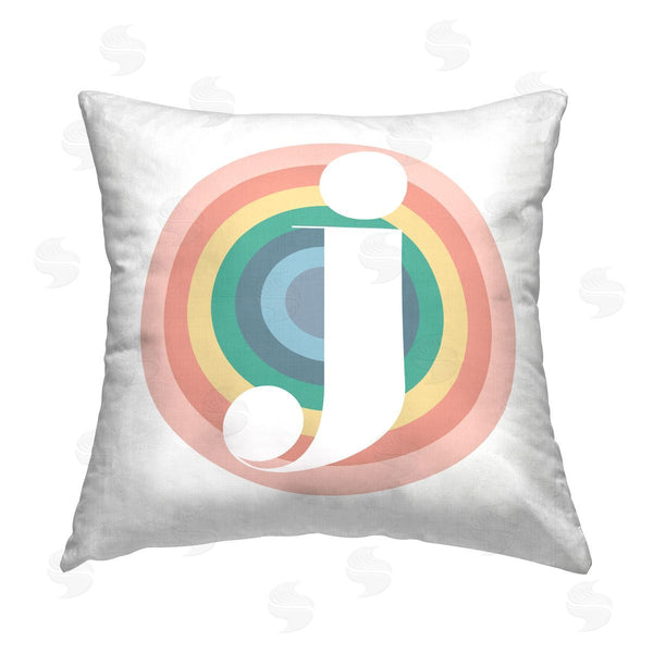 stupell industries Stupell Studio | Rainbow J Letter Initial Printed Throw Pillow