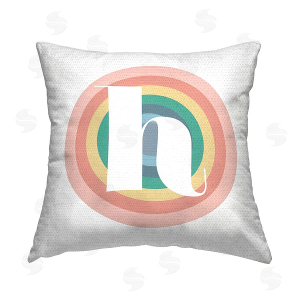 Stupell Industries Stupell Studio | Rainbow Letter H Initial Printed Throw Pillow