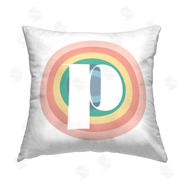 stupell industries Stupell Studio | Rainbow Letter P Initial Printed Throw Pillow