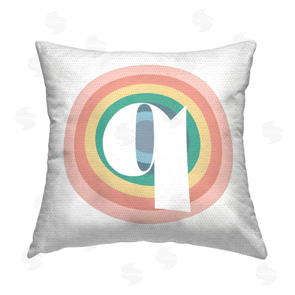 Stupell Industries Stupell Studio | Rainbow Q Initial Printed Throw Pillow