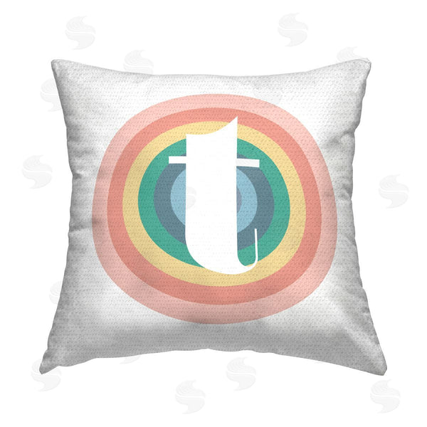 Stupell Industries Stupell Studio | Rainbow T Letter Initial Printed Throw Pillow