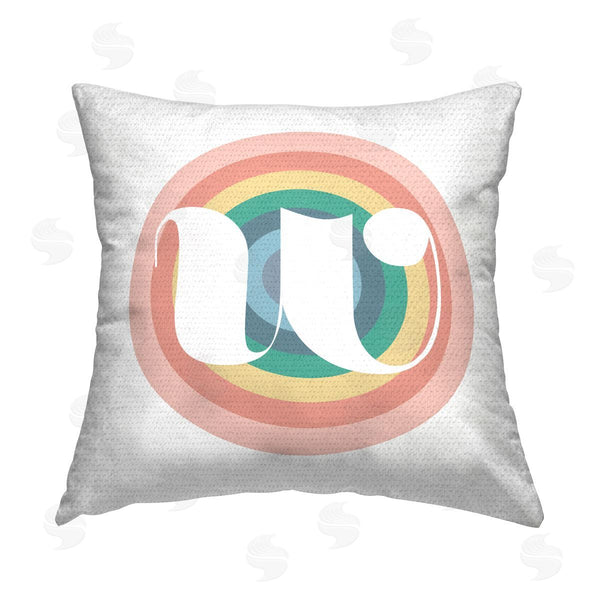Stupell Industries Stupell Studio | Rainbow W Retro Letter Printed Throw Pillow