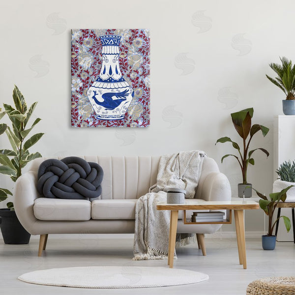 Stupell Industries Stupell Studio | Red & Blue Baroque Vase Pattern Wall Art