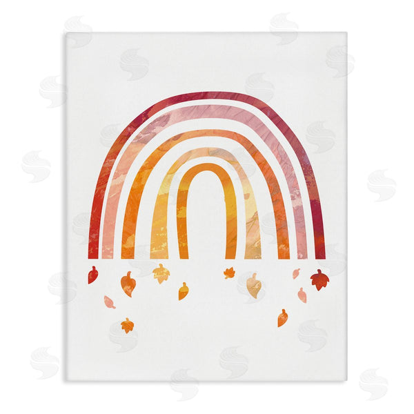 stupell industries Stupell Studio | Red Tone Rainbow with Autumn Leaves Falling