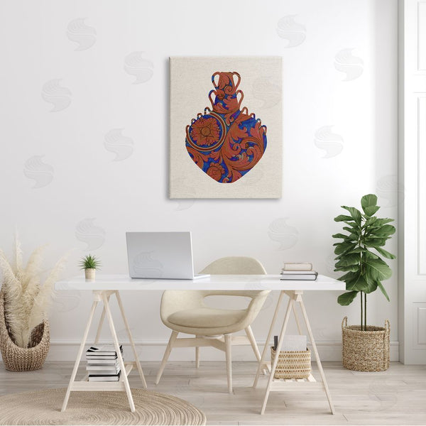Stupell Industries Stupell Studio | Regal Blue Red Patterned Urn Modern Pottery Wall Art