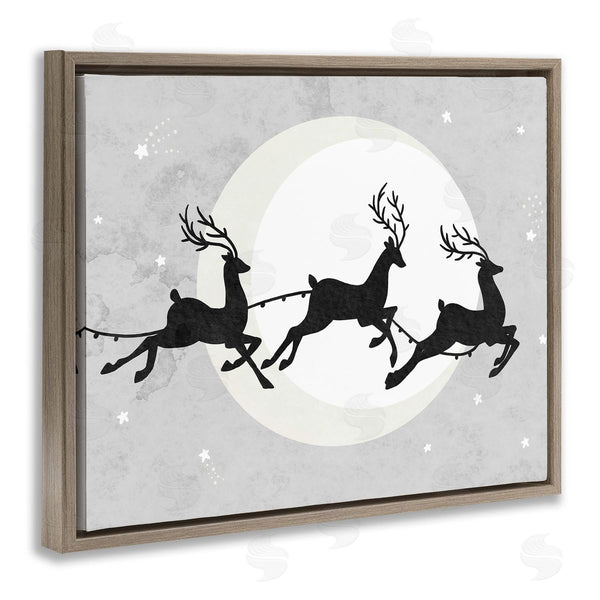 Stupell Industries Stupell Studio | Reindeers Prancing Sleigh Line Over Christmas Moon Wall Art