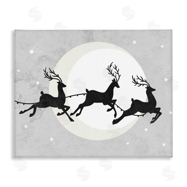 stupell industries Stupell Studio | Reindeers Prancing Sleigh Line over Christmas Moon Wall Art