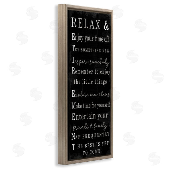 Stupell Industries Stupell Studio | Relaxed Retirement Phrases Black Distressed Pattern