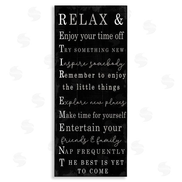 stupell industries Stupell Studio | Relaxed Retirement Phrases Black Distressed Pattern