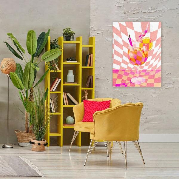 Stupell Industries Stupell Studio | Retro Checkered Summer Cocktail Wall Art