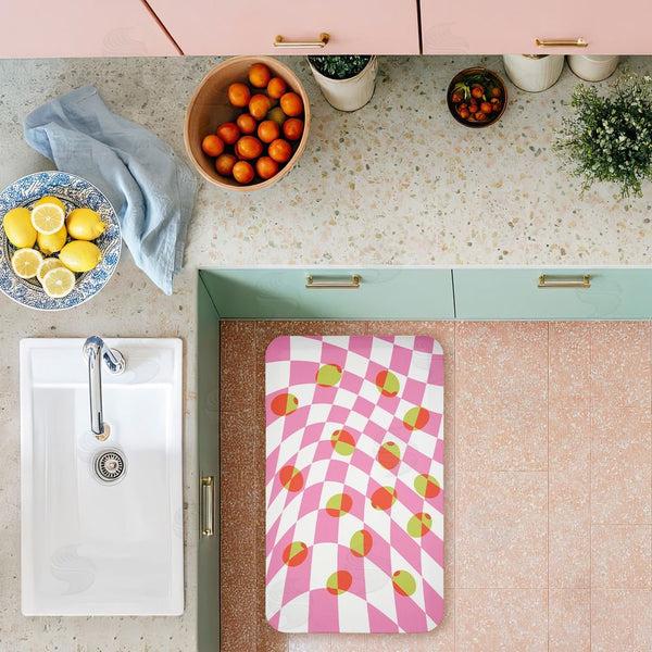 Stupell Industries Stupell Studio | Retro Curved Olive Abstract Anti-Fatigue Mat