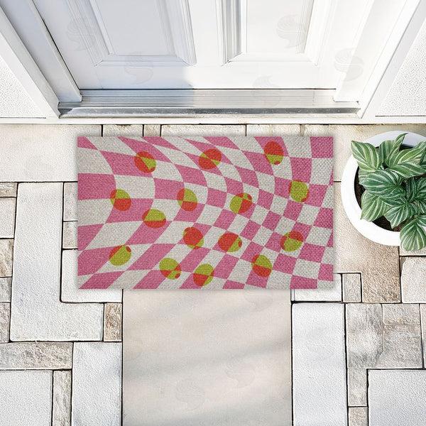 Stupell Industries Stupell Studio | Retro Curved Olive Abstract Faux Sisal Door Mat