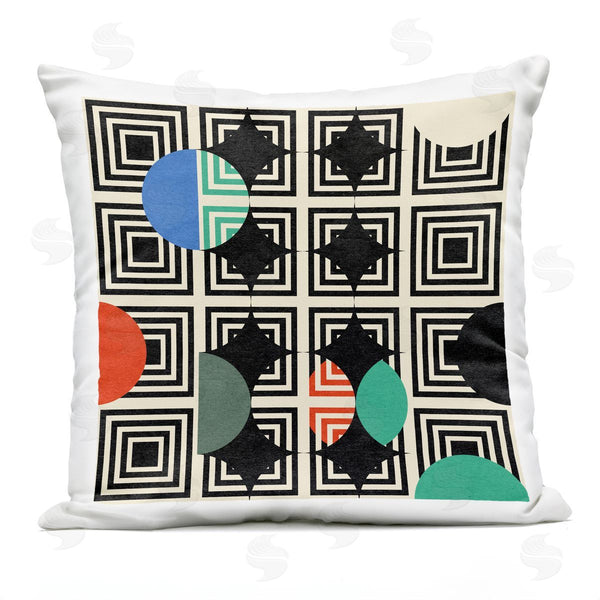 Stupell Industries Stupell Studio | Retro Geometric Squares Layered Diamonds Circles Printed Throw Pillow
