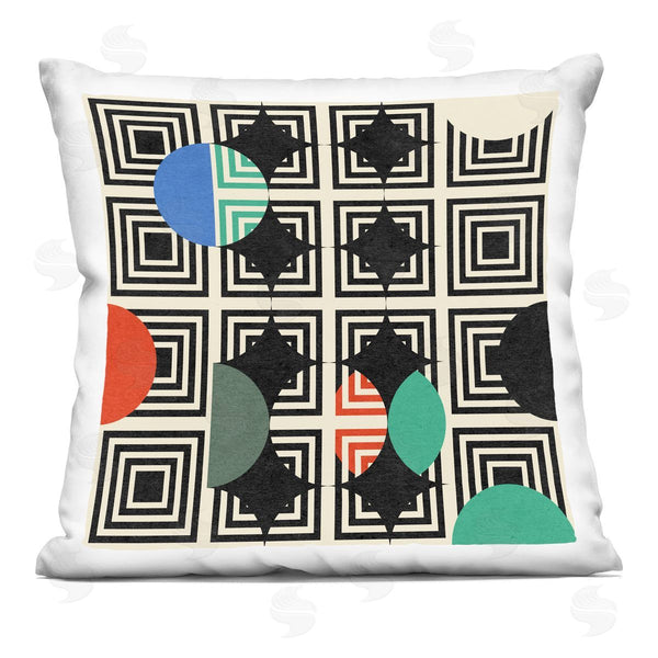 stupell industries Stupell Studio | Retro Geometric Squares Layered Diamonds Circles Printed Throw Pillow