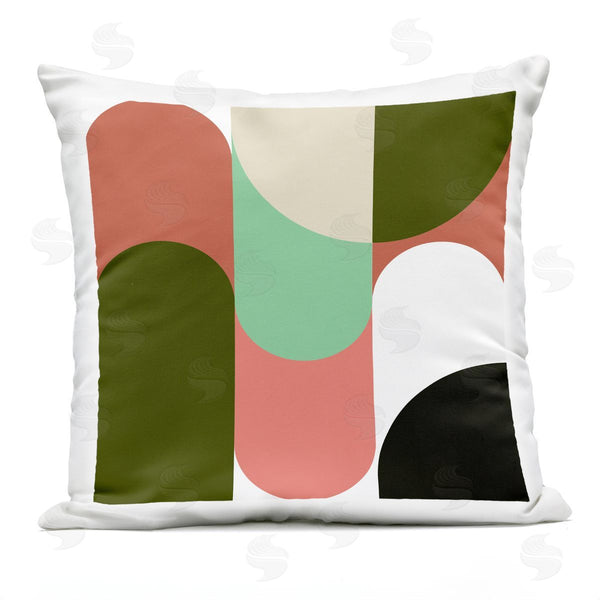 Stupell Industries Stupell Studio | Retro Pink Green Geometric Curved Shapes Printed Throw Pillow
