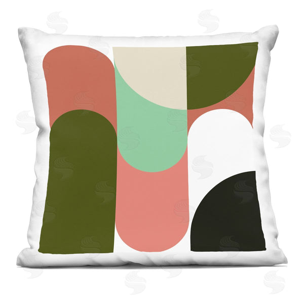 stupell industries Stupell Studio | Retro Pink Green Geometric Curved Shapes Printed Throw Pillow