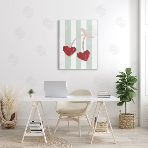 Stupell Industries Stupell Studio | Retro Pop Cherry Fruit Heart Shape Pink Fruit Wall Art