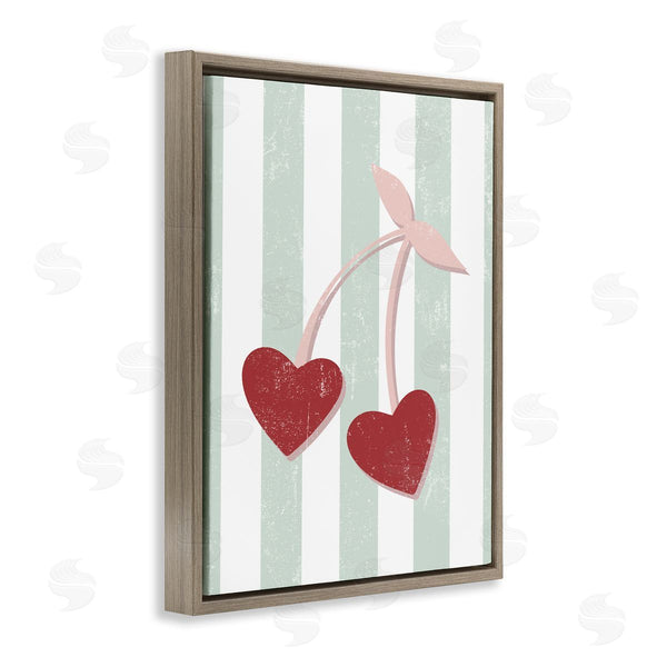 Stupell Industries Stupell Studio | Retro Pop Cherry Fruit Heart Shape Pink Fruit Wall Art
