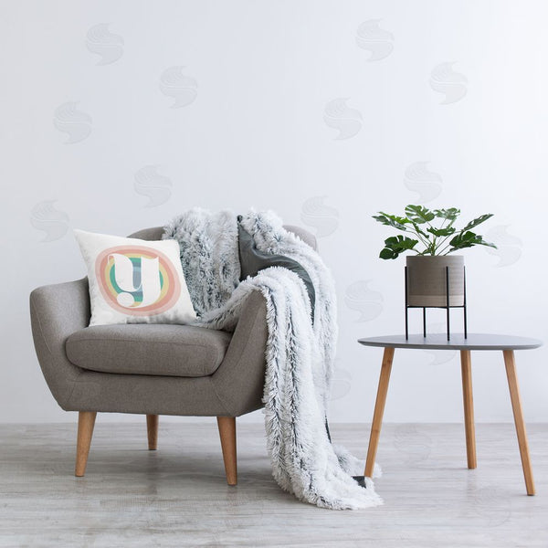 Stupell Industries Stupell Studio | Retro Rainbow Y Initial Printed Throw Pillow