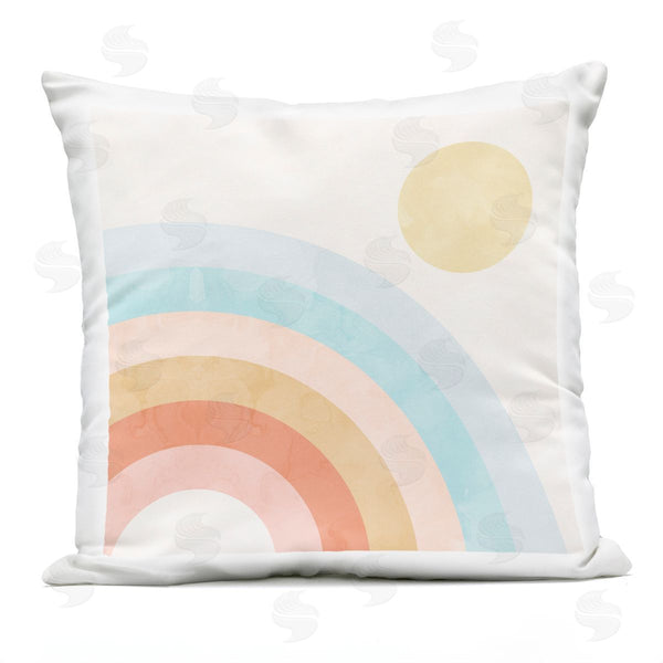 Stupell Industries Stupell Studio | Retro Rising Sun Pastel Arch Rainbow Printed Throw Pillow