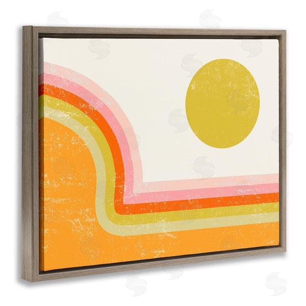Stupell Industries Stupell Studio | Retro Summer Sun Landscape Bold Orange Pink Mountain Wall Art