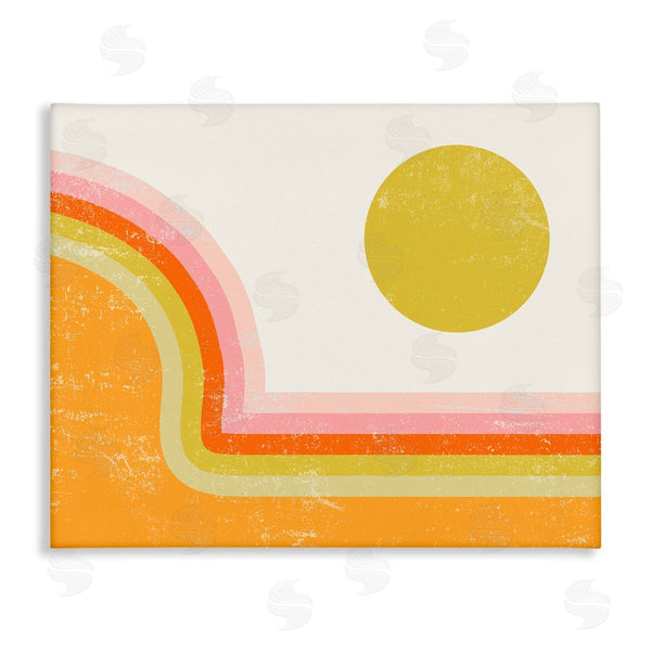 stupell industries Stupell Studio | Retro Summer Sun Landscape Bold Orange Pink Mountain Wall Art