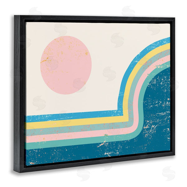 Stupell Industries Stupell Studio | Retro Sun Landscape Round Curved Mountain Blue Pink Wall Art