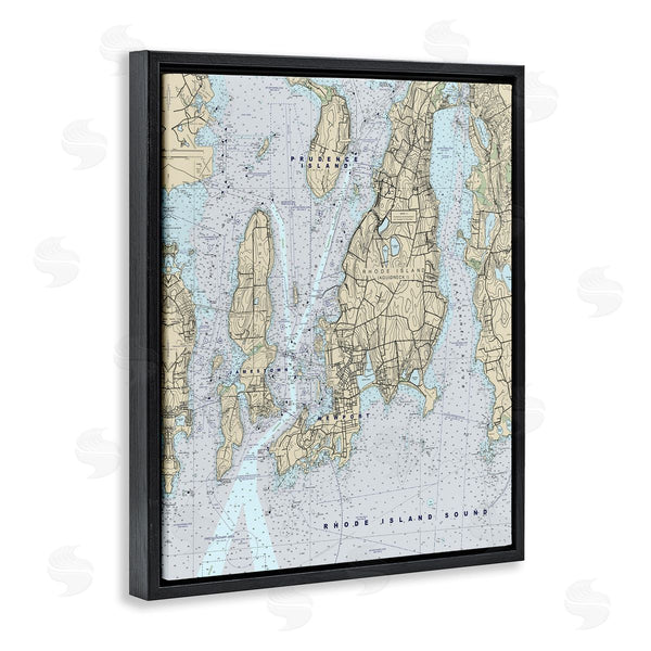Stupell Industries Stupell Studio | Rhode Island Coastal Map Prudence Jamestown Newport Wall Art